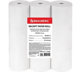 Рулоны для кассовых аппаратов и терминалов BRAUBERG термобумага комплект 9 шт 110888 
