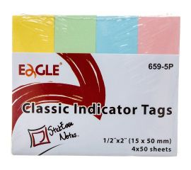 Бумажные клейкие закладки EAGLE 15х50 мм 50 шт х 4 цвета пастель 659-5P 