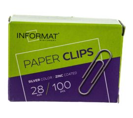 Оцинкованные скрепки INFORMAT серебро 100 шт 28 мм PCZ28-100 