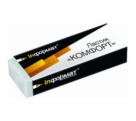 Прямоугольный ластик INFORMAT КОМФОРТ каучук 53х19х9 мм белый картонный держатель индивидуальная упаковка ERWB 