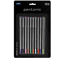 Набор шариковых ручек LINC PENTONIC SILVER 1 мм 10 шт ассорти блистер 7024/10/ASST 
