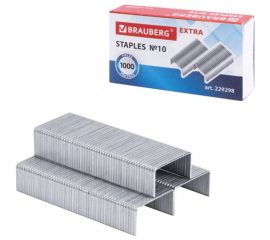 Скобы для степлера BRAUBERG цинковое покрытие №10 1000 штук EXTRA до 20 листов 229298 