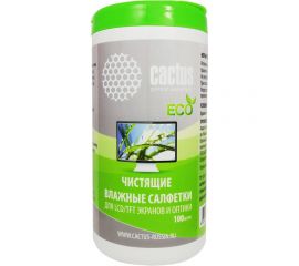 Влажные салфетки для экранов и оптики Cactus туба 100 шт. CS-T1001E 289994 