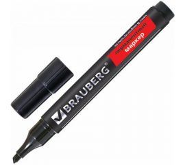 Маркер 12 шт в упаковке BRAUBERG перманентный нестираемый "Contract" ЧЕРНЫЙскош.наконечник 1-5ммбез клипа 150469 