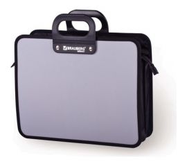 Пластиковая папка-портфель BRAUBERG ПРЕМЬЕР А4, 3 отделения, фактура бисер, серый 223083 