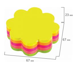Блок самоклеящийся (стикеры) BRAUBERG фигурный, НЕОН Цветок, 250 л, 5 цветов 126691 