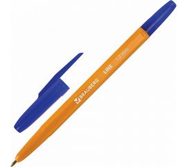 Ручка 50 шт в упаковке BRAUBERG шариковая ORANGE Line СИНЯЯ корпус оранжевый узел 1мм линия письма 05мм 143331 