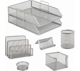 Настольный набор BRAUBERG Germanium из металла, 7 предметов, серебристый 231963 