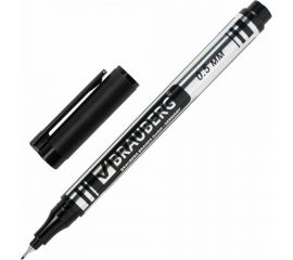 Перманентный нестираемый маркер BRAUBERG Jet черный 0.5 мм, 12 шт в упаковке 150507 