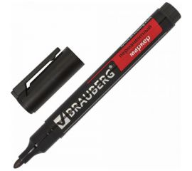 Маркер 12 шт в упаковке BRAUBERG перманентный нестираемый "Energy" ЧЕРНЫЙ круглый наконечник 3мм с клипом 150475 