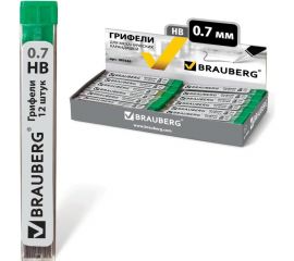 Грифели запасные BRAUBERG КОМПЛЕКТ 36 шт Hi-Polymer HB 0.7 мм 180446 