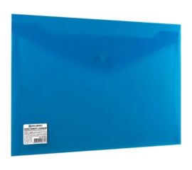 Папка-конверт 10 шт в упаковке BRAUBERG с кнопкой А4 до 100 л непрозрачная синяя СВЕРХПРОЧНАЯ 02 мм 221362 