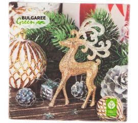 Салфетки Bulgaree Green БГ трехсл. 33х33 Олень с игрушками МДК-90005901 