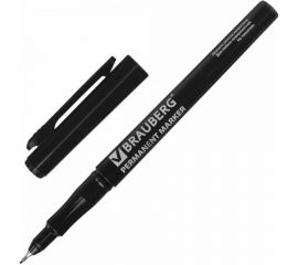 Маркер 12 шт в упаковке BRAUBERG перманентный "Super Slim" ЧЕРНЫЙ тонкий металлический наконечник 08 мм 151632 