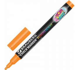 Маркер 10 шт в упаковке BRAUBERG меловой "POP-ART" сухостираемый для гладких поверхностей 35мм ОРАНЖЕВЫЙ 151523 