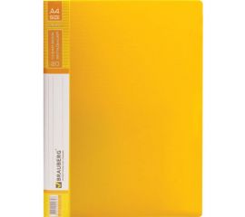 Папка BRAUBERG Contract бизнес-класс 20 вкладышей, желтая, вкладыши-антиблик, 0,7 мм, 221775 