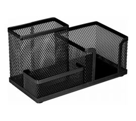 Подставка-органайзер BRAUBERG Germanium металлическая, 3 секции, 102х186х95 мм, черная 231986 