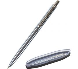 Подарочная шариковая ручка BRAUBERG Larghetto синяя, серебристый корпус с хромом, 0.5 мм 143474 