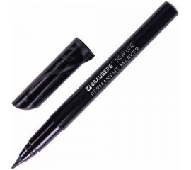 Перманентный нестираемый маркер BRAUBERG NEW LINE черный, круглый наконечник, 2 мм 152209 