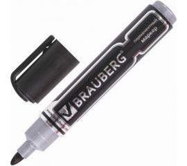 Перманентный нестираемый маркер BRAUBERG Neo черный, утолщенный круглый наконечник, 5 мм, с клипом 150480 