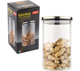 Стеклянная банка для сыпучих продуктов Mallony OCEANO с крышкой из нержавеющей стали объем 1 л 004460 