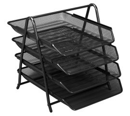 Горизонтальный лоток для бумаг BERLINGO Steel&Style 4 секции, металл, черный BMs_41042 