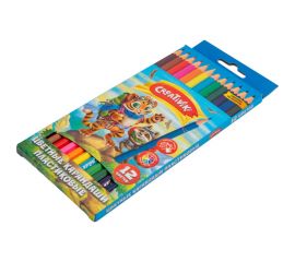 Набор цветных карандашей Creativiki, 12 цветов, шестигранные, пластик ЦКП12КР 