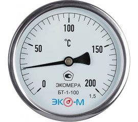 Биметаллический термометр ЭКО-М ЭКОМЕРА БТ-1-100, 0-200C, L=60 БТ-1-100-200С-L60 