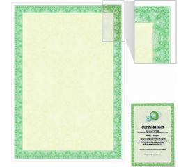 Сертификат-бумага BRAUBERG Зеленый интенсив для лазерной печати, А4, 25 листов, 115 г/м2, 122623 