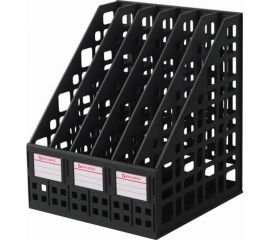 Вертикальный лоток для бумаг BRAUBERG MAXI Plus 240 мм 6 отделений сетчатый сборный черный 237015 