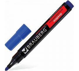 Маркер 12 шт в упаковке BRAUBERG перманентный нестираемый "Contract" СИНИЙ круглый наконечн.3мм без клипа 150466 