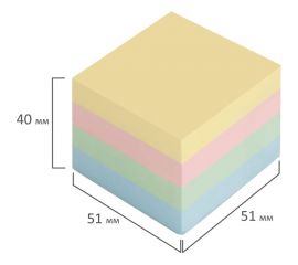 Блок самоклеящийся (стикер) BRAUBERG ПАСТЕЛЬНЫЙ, 51х51 мм, 400л, 4 цвета 122858 