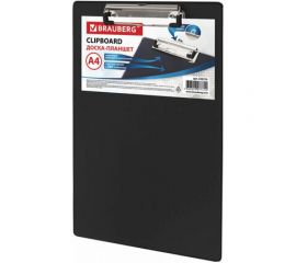 Доска-планшет BRAUBERG NUMBER ONE с прижимом, А4, 228х318 мм, картон/ПВХ, черная 232216 