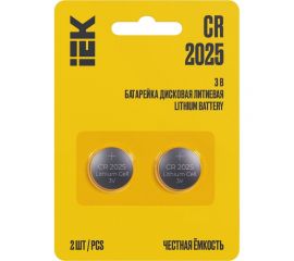 Дисковая литиевая батарейка IEK optima cr2025 (2шт/блистер) ABT-CR2025-OP-L02 