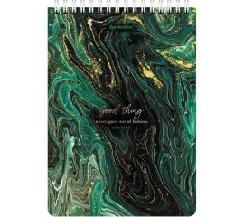 Блокнот BRAUBERG А5, 146x206 мм, 80 л., гребень, картон, жесткая подложка, клетка, Marble 114386 