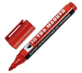 Перманентный маркер BRAUBERG ULTRA MARKER красный, 3.5 мм, с клипом 152205 