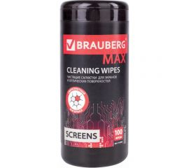 Салфетки для экранов всех типов и оптики BRAUBERG MAX ПЛОТНЫЕ 13х17см, туба, 100 шт, влажные 513284 