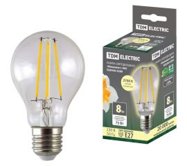 Светодиодная лампа TDM "Филамент" А60-8 Вт-230 В-2700 К–E27 SQ0340-0289 