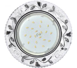 Встраиваемый светильник Ecola GX53 H4 LD7071 с подсветкой "Розы" Прозрачный / Хром 35x125 /к+/ FT53CREFB 