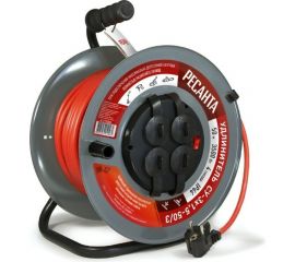 Силовой удлинитель Ресанта на металлической катушке, СУ-3x1,5-50/3 (с выкл., 4 розетки, IP44) 61/118/8 