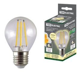 Светодиодная лампа TDM "Филамент" G45-6 Вт-230 В-2700 К–E27 SQ0340-0279 