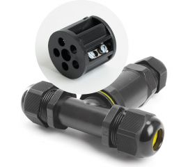 Соединитель-коннектор STEKKER для проводов LD530, 3-контактный, водонепроницаемый (клемма 3pin), черный 49116 