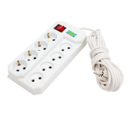 Сетевой фильтр ПЕРЕСВЕТ+ удлинитель на 8 гнезд, шнур ПВС 3х0,75, 5 м 4620003920653 