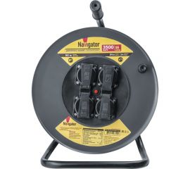 Удлинитель Navigator 93 899 npe-rm-04-50-e-ip44-3x2.5, катушка, 4 гнезда, c заземлением, кг 50м 93899 