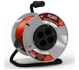 Силовой удлинитель Ресанта на катушке, СУ-2x1-50/2 (с выкл., 4 розетки) 61/118/5 