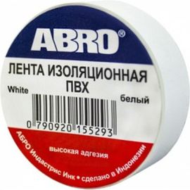 Изолента ABRO белая 0,19х10 ET-912-18-10-WHT-RW 