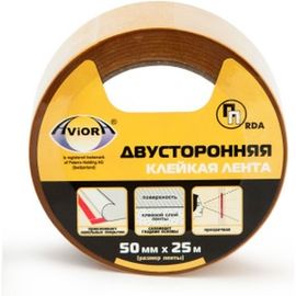 Двусторонняя прозрачная клейкая лента на ПП основе AVIORA 50мм*25м 303-007 