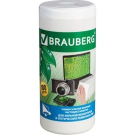 Влажные чистящие салфетки для экранов мониторов и оптических поверхностей BRAUBERG 510122 