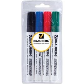 Набор маркеров для доски BRAUBERG 4 шт., классические, круглый наконечник 5 мм 150417 