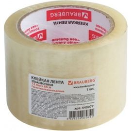 Клейкая лента BRAUBERG 72 мм х 66 м, упаковочная, прозрачная, 45 мкм, 440077 